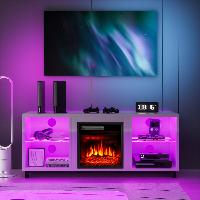 Brayden Studio® 58'' Media Console for TVs up to 65'' with Electric Fireplace and Adjustable